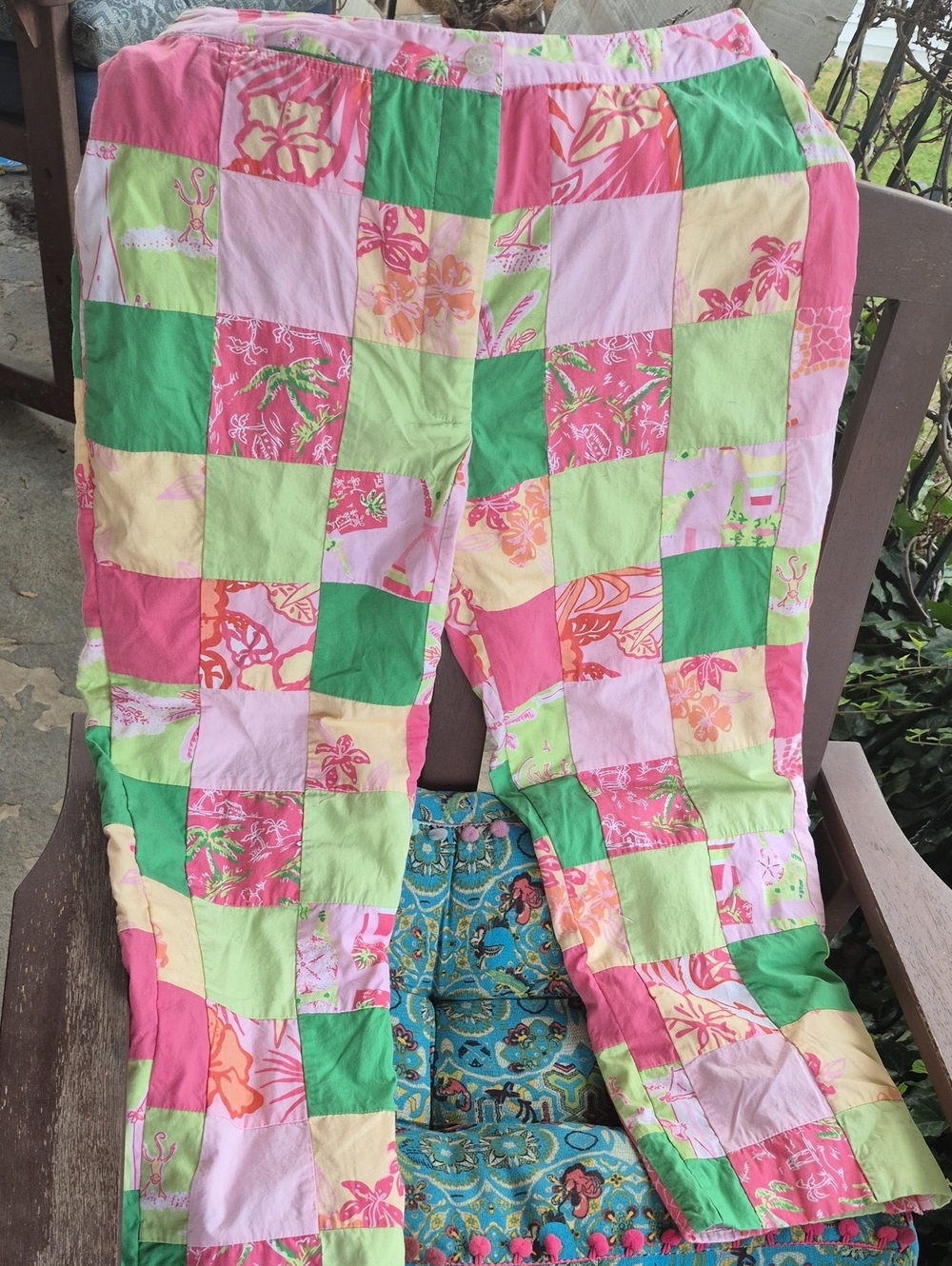 LILLY PULITZER  🏝️⛵ Tropical Patchwork COTTON PANTS 👖 Sz 6 🐒 NAUGHTY MONKEYS!